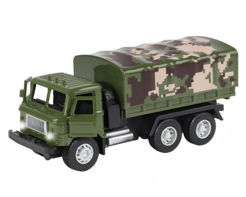 Машина АВТОПАНОРАМА Грузовик, хаки, 1/32, свет, звук, инерция, в/к 24*8*10 см