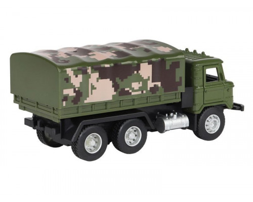 Машина АВТОПАНОРАМА Грузовик, хаки, 1/32, свет, звук, инерция, в/к 24*8*10 см