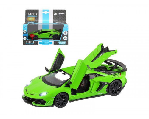 Машина АВТОПАНОРАМА Lamborghini SVJ, 1/32, зеленый, откр. двери, свет, звук, в/к 17,5*12,5*6,5 см