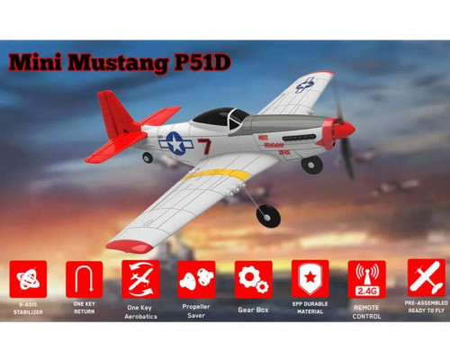 Радиоуправляемый самолет Volantex RC P51D 400мм (синий) 2.4G 4ch LiPo RTF with Gyro