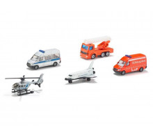 Набор машин Siku 6282 Специальная техника: вертолет, самолет, кран, полиция, скорая (5 шт.) 1/55