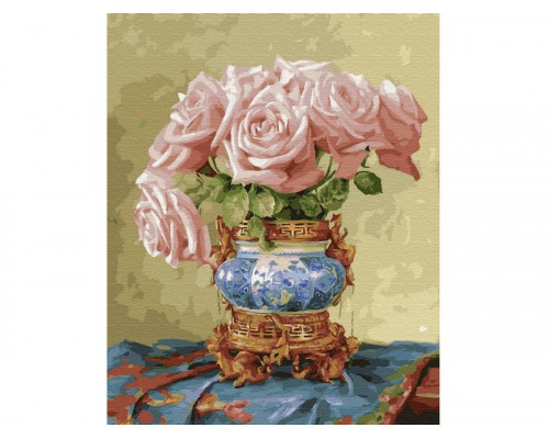 Картина по номерам на дереве 40х50 БУЗИН. ВОСТОЧНЫЕ РОЗЫ (28 цветов)