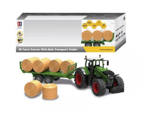 Радиоуправляемый сельскохозяйственный трактор Double Eagle с прицепом с рулонами сена 1/16 2.4G RTR