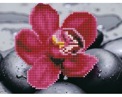 Алмазная мозаика 15х20 ЦВЕТОК НА КАМНЯХ (11 цвет)