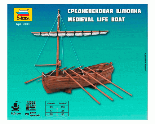 Сборная модель ZVEZDA Средневековая шлюпка, 1/72