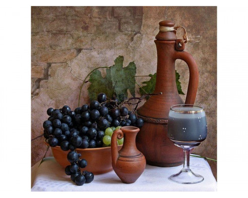 Картина мозаикой 30х30 НАТЮРМОРТ С ВИНОГРАДОМ (квадрат) (29 цветов)