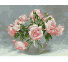 Картина по номерам с цветной схемой на холсте 30х40 Бузин. Розовая симфония (20 цветов)