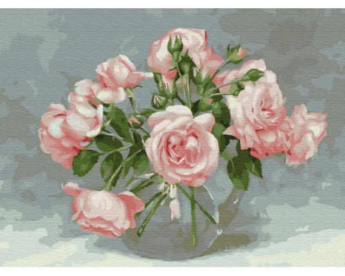 Картина по номерам с цветной схемой на холсте 30х40 Бузин. Розовая симфония (20 цветов)