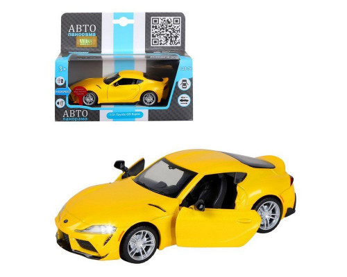 Машина АВТОПАНОРАМА Toyota Supra [US], 1/31, желтый, откр. двери, свет, звук, в/к 18*9*13,5 см