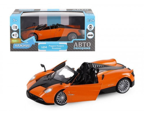 Машина АВТОПАНОРАМА Pagani Huayra Roadster, оранжевый, 1/24, свет, звук, в/к 24,5*12,5*10,5 см