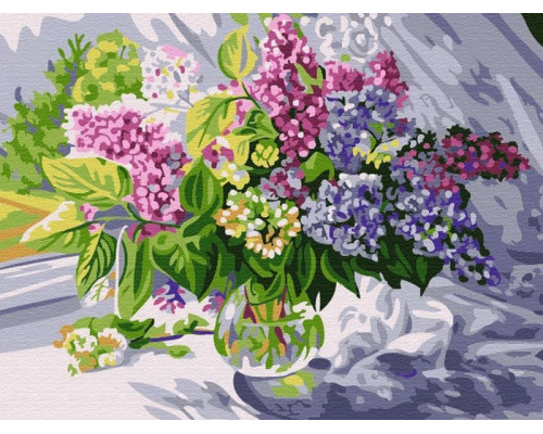 Картина по номерам 15х20 МАХРОВАЯ СИРЕНЬ (15 цветов)