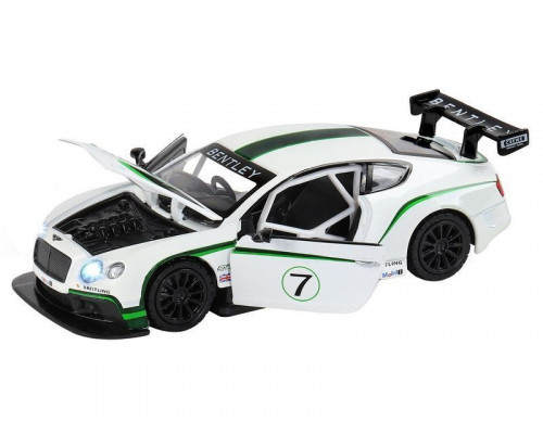 Машина АВТОПАНОРАМА Bentley Continental GT3, белый, 1/32, свет, звук, инерция, в/к 17,5*13,5*9 см