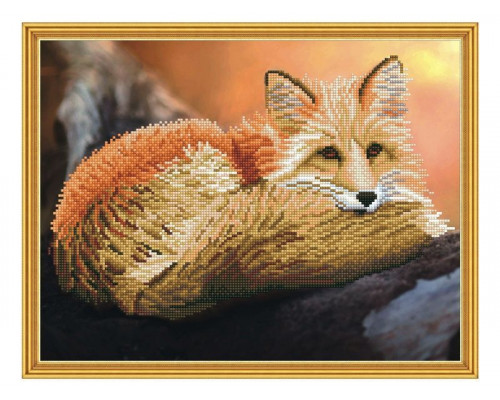 Алмазная мозаика с нанесенной рамкой 40х50 РЫЖИЙ ЛИС (19 цветов)