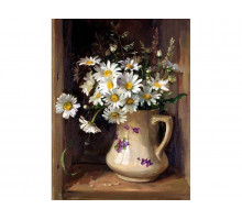 Картина по номерам 40х50 Ромашки в кувшине (25 цветов)