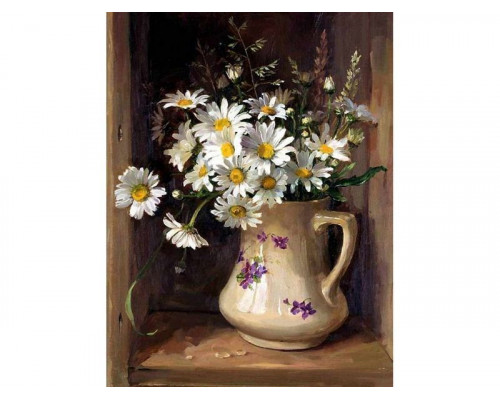 Картина по номерам 40х50 Ромашки в кувшине (25 цветов)