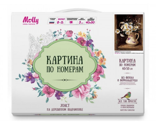 Картина по номерам 40х50 Ромашки в кувшине (25 цветов)