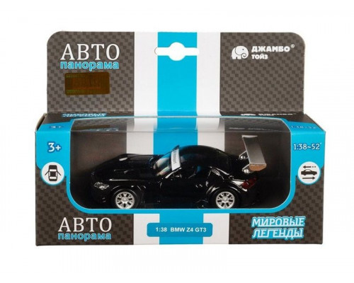 Машина АВТОПАНОРАМА BMW Z4 GT3, 1/38, черный, инерция, откр. двери, в/к 17,5*12,5*6,5 см