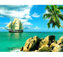 Картина по номерам с цветной схемой на холсте 30х40 Сейшельские острова (19 цветов)