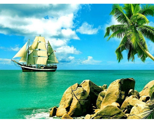 Картина по номерам с цветной схемой на холсте 30х40 Сейшельские острова (19 цветов)