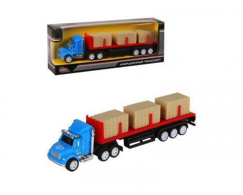 Машина AUTODRIVE Трейлер 20см с прицепом и грузом, в/к 22*4*7,5 см