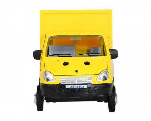 Машина АВТОПАНОРАМА ГАЗель-бизнес Утконос Клубника, 1/28, желтый, свет, звук, в/к 24*14*12 см