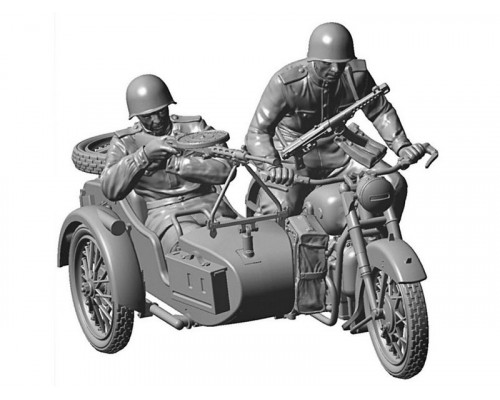 Сборная модель ZVEZDA Советский мотоцикл М-72 с коляской и экипажем, 1/35