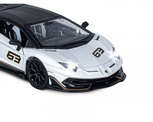 Машина АВТОПАНОРАМА Lamborghini SVJ, 1/24, белый, свет, звук, в/к 24,5х12,5х10,5 см