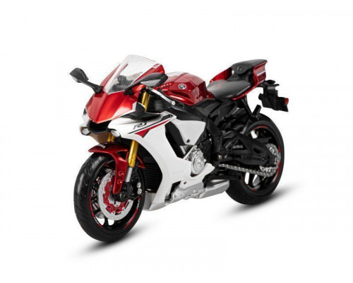 Мотоцикл АВТОПАНОРАМА YAMAHA YZF-R1, 1/12, металл, красный, свободный ход колес