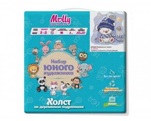Набор юного художника 20х20 Медвежонок зимой (11 цветов)