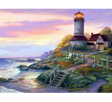 Картина по номерам с цветной схемой на холсте 30х40 Маяк (18 цветов)