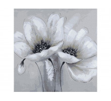 Картина по номерам 30х30 БЕЛЫЕ ЦВЕТЫ (16 цветов)