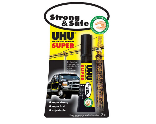 Клей универсальный секундный UHU Super Strong & Safe, 7 г, блистер