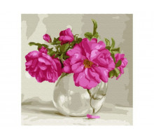 Картина по номерам 30х30 Бузин. Розовый букет (21 цвет)