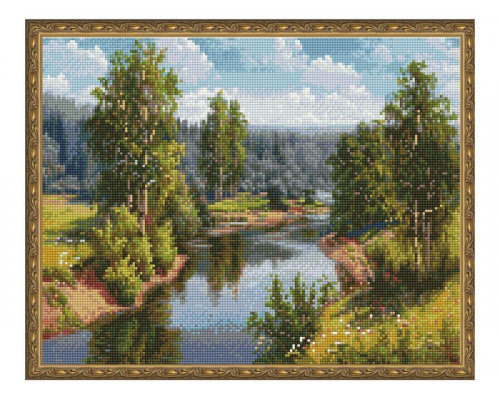 Картина мозаикой с нанесенной рамкой 40х50 ПРИЩЕПА. ПРОТОЧНАЯ РЕКА (32 цвета)