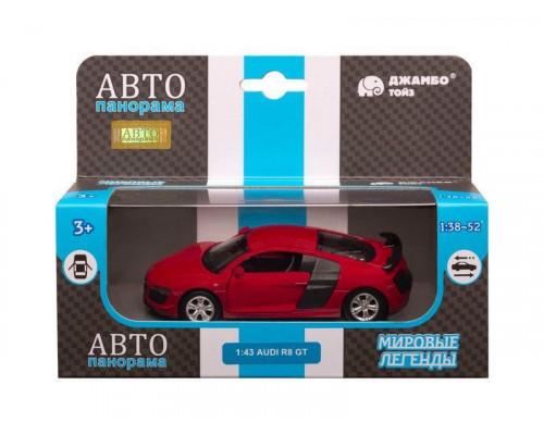 Машина АВТОПАНОРАМА Audi R8 GT, красный, 1/43, инерция, откр. двери, в/к 17,5*12,5*6,5 см